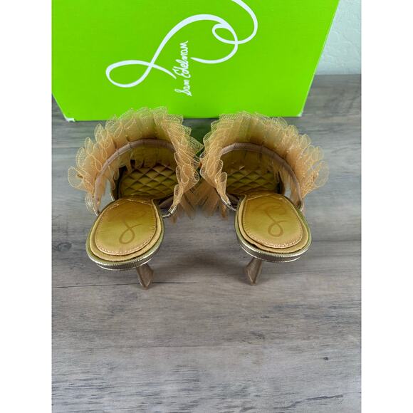 Sam Edelman Hughes Deep Gold Met Slip on Heel Women's Size 8M EU 38.5 NIB - Picture 5 of 8